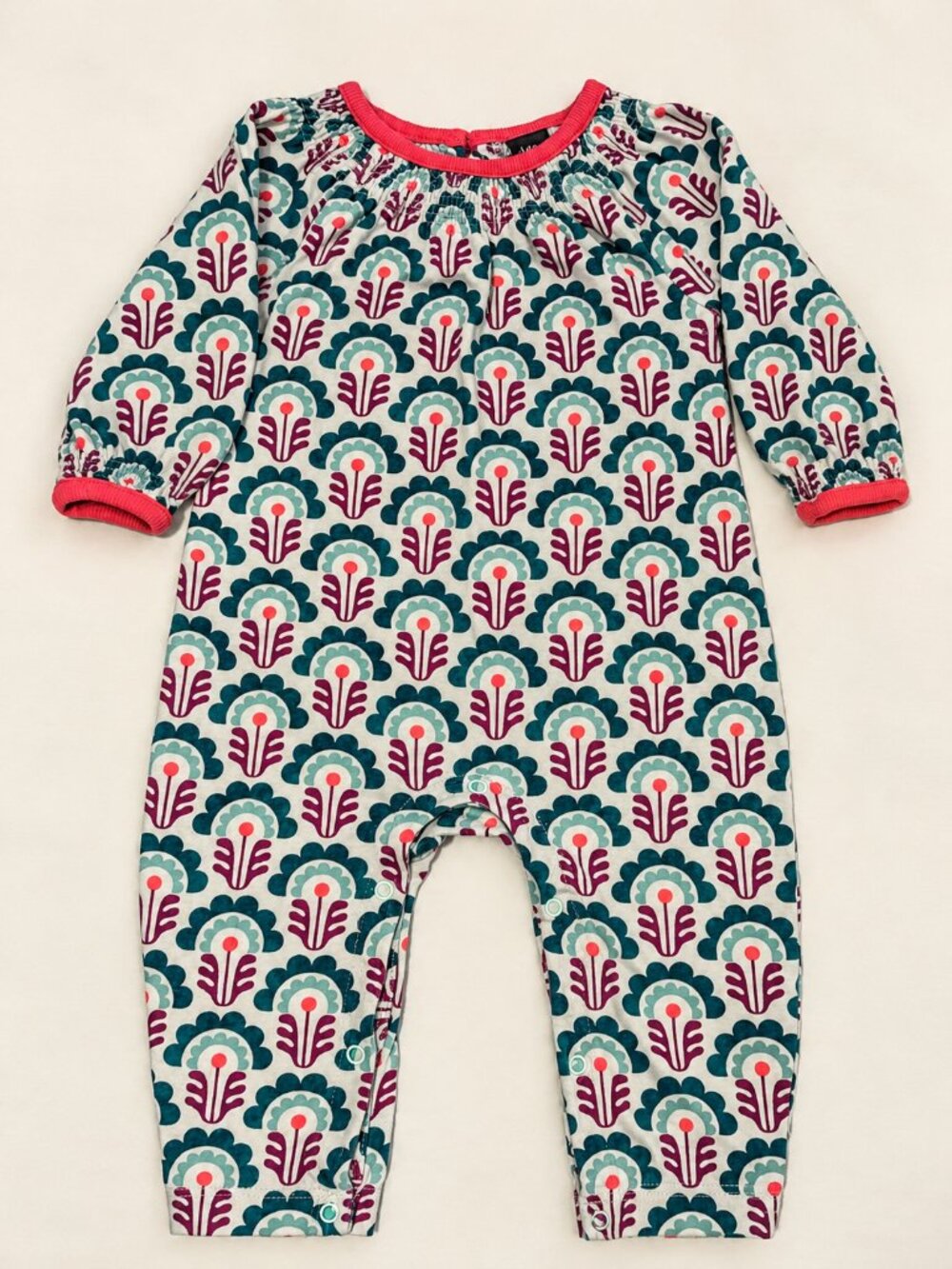 Tea Collection Floral Romper 3-6M Smocked Cotton